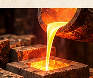 Molten metal pouring into a casting mold